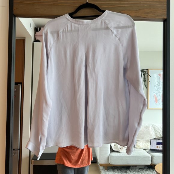 Vince Silk Half Button Down Blouse in Lilac - Picture 5 of 6